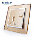 Livolo Fabricante 1 Gang 1Way Botão Interruptor de 3 Pinos Tomada Multifuncional 13A VL-W2Z1C-13